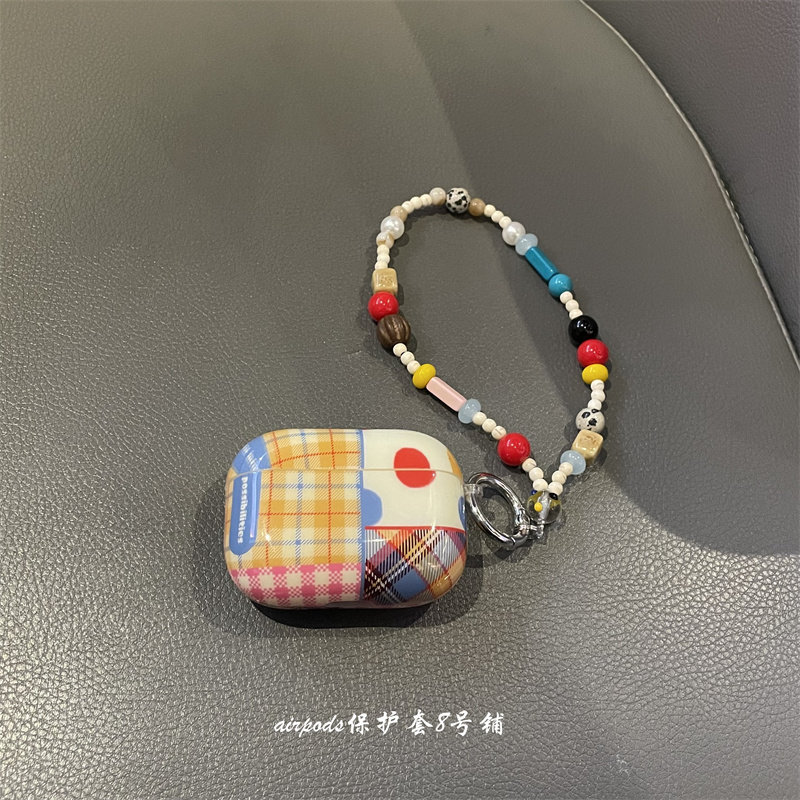 韩系ins小众拼色格纹波点适用于苹果airpods pro1代2代3代4代耳机壳保护套,3C数码配件,耳机保护套,淘宝优惠券,粉丝福利购,淘宝优惠卷