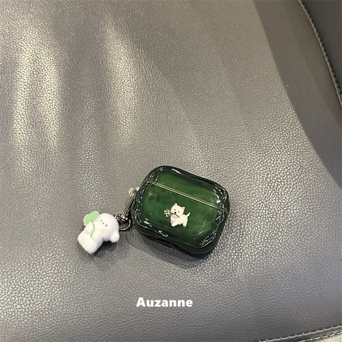 甜美半透绿可爱小狗耳机壳保护套
