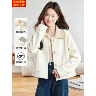 今年流行漂亮的大翻领毛衣短外套女2025新款秋冬季洋气宽松小开衫