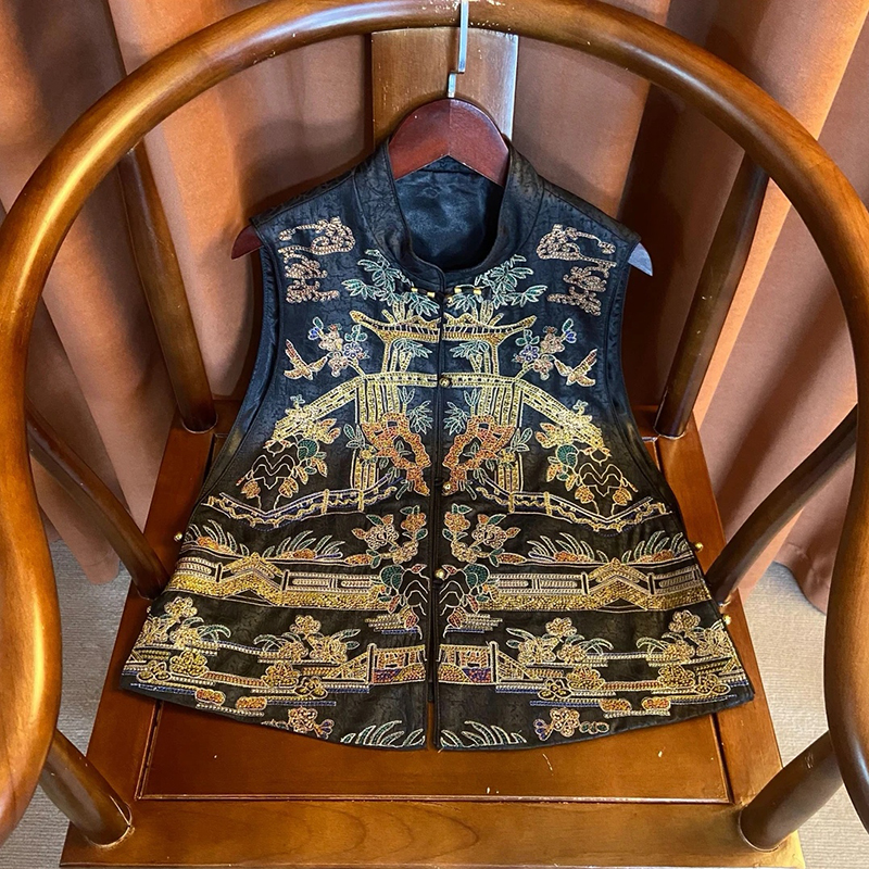 重工马甲100%桑蚕丝香云纱