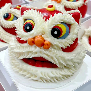 新国风醒狮馒头花糕饽饽山东特产过年送老年人礼品儿童卡通纯手工