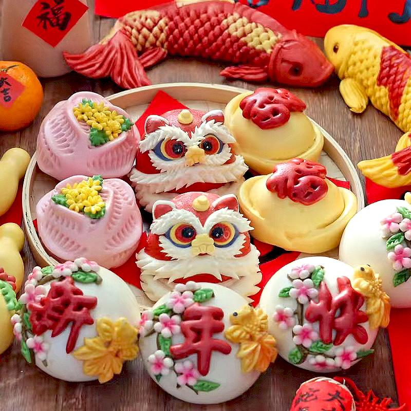醒狮10件套花饽饽礼盒花糕馒头招财进宝馍馍年货送礼品年夜饭批发