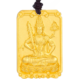 订制999足金实心黄金虚空藏菩萨吊坠生肖牛虎本命佛生日挂坠