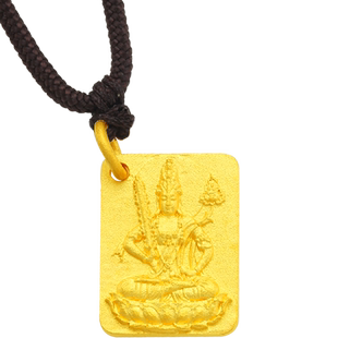 生肖虎守护神虚空藏菩萨足金999吊坠上山虎本命年方牌黄金挂坠