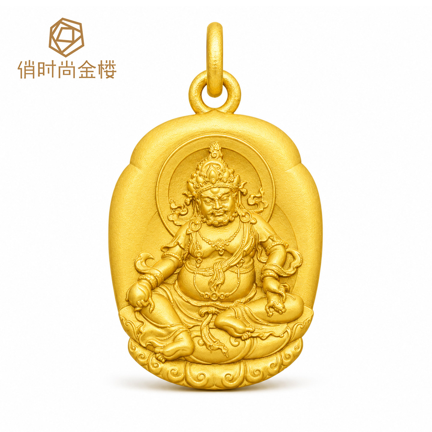 足金999黄财神黄金吊坠佛牌纯金项链女款佛像财神爷挂坠男士金饰