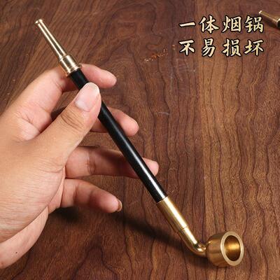 手工传统烟斗黑色实木短款