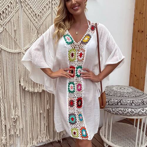V-neck pullover beach cover up dress V领套头沙滩罩衫连衣裙女