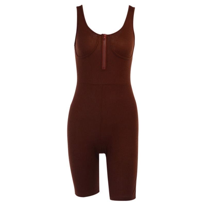 Women's ribbed tank top jumpsuit 女装一体裤罗纹背心连体短裤