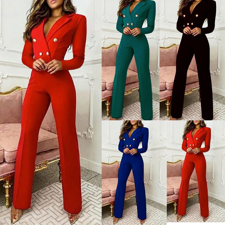 Women's 2021 fall/winter new long-sleeved slim-fit jumpsuit