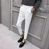 似歌裤 士休闲修身 子夏季 潮流九分裤 小脚0313k 白色韩版 春夏男西裤