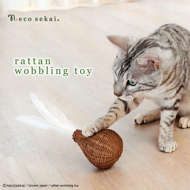 日本不倒翁羽毛猫玩具