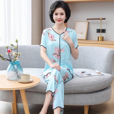 老年人夏天衣服对襟开衫套装薄款