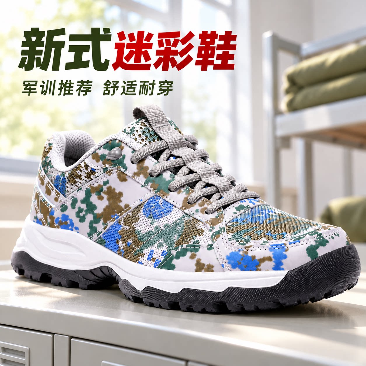 新式迷彩作训鞋超轻男夏季运动胶鞋透气减震耐磨解放训练鞋跑步鞋