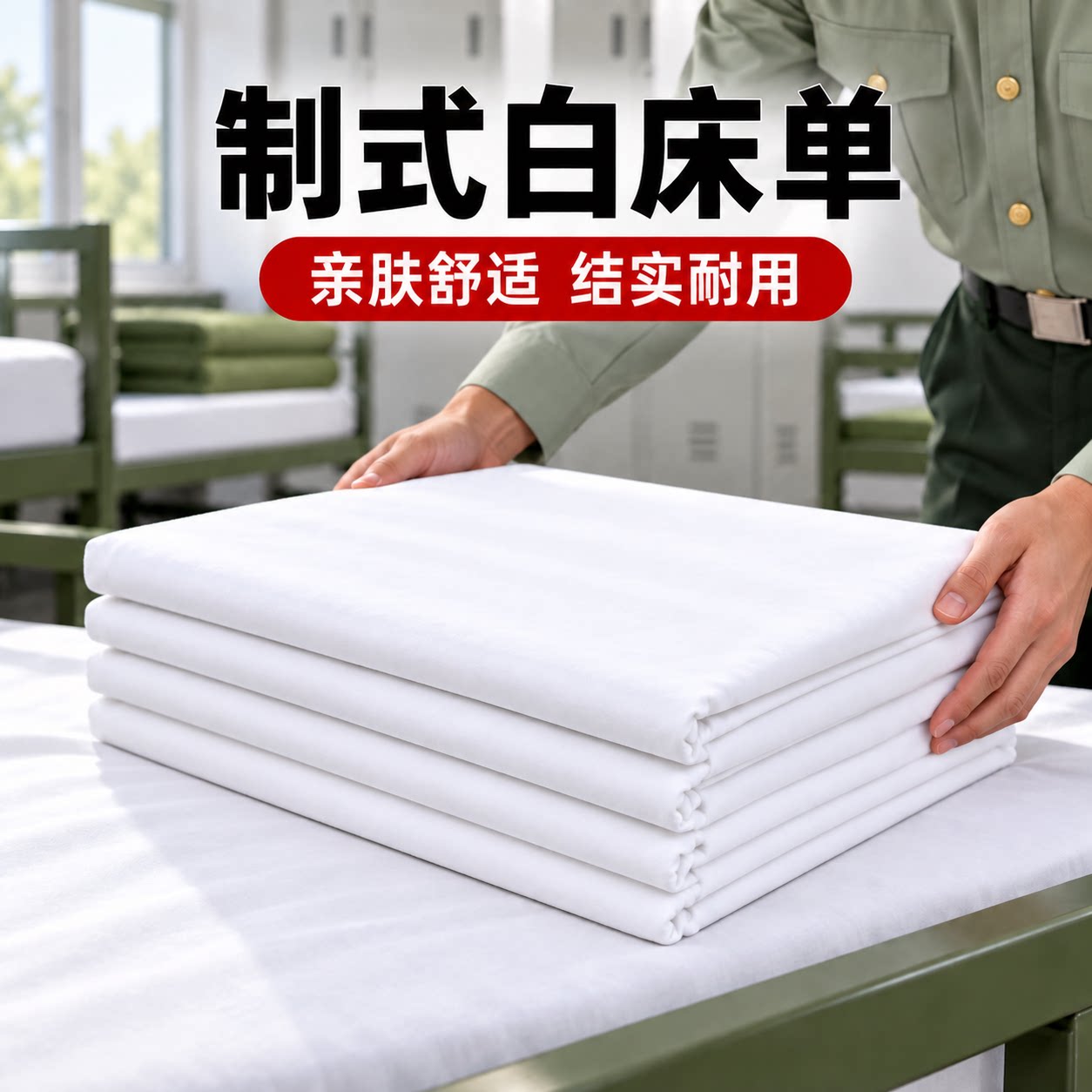 正品制式白床单军训单人加厚军人学生军训宿舍单人内务纯白色床单