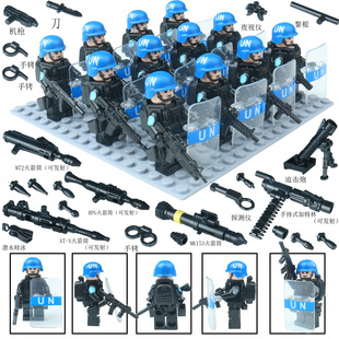 新款中国积木维和防暴队特警特种兵人仔男孩子拼装军事玩具