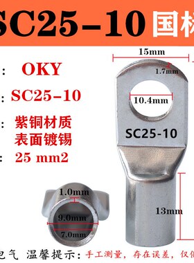 SC25-8铜鼻子SC2o5-6二次接线耳SC25-10窥口铜接端头新能源铜鼻子