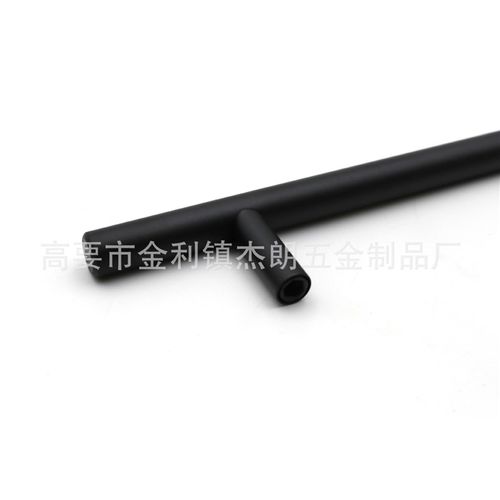 黑色T型拉手简约圆拉手衣柜橱柜不锈钢拉手空心门W把手家具拉手