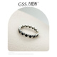 GSS古熙西 纯银黑锆石小黑裙开口小巧精致戒指百搭气质 小黑裙