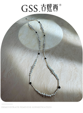 古熙西银珠黑玛瑙流行饰品锁骨链