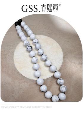 古熙西法式复古黑玛瑙松石质感女