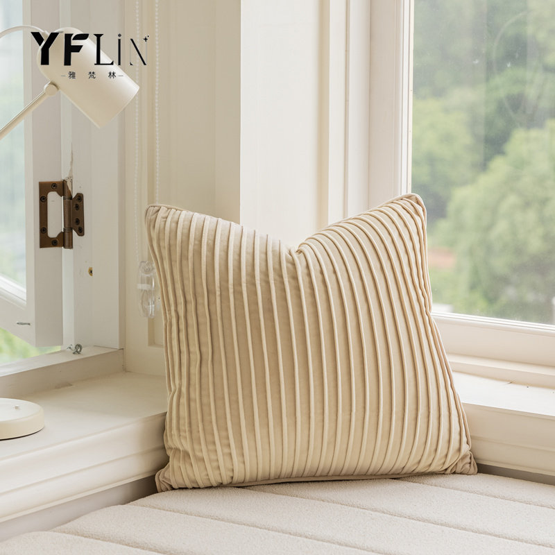 高档天鹅绒奶茶色轻法式沙发复古抱枕设计师样板间客厅靠垫靠枕