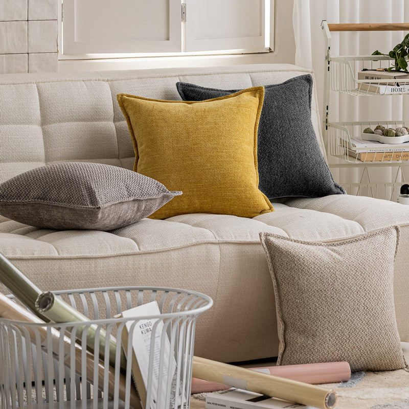 侘寂风高档素色粗麻抱枕雪尼尔客厅沙发靠枕日式双面靠垫套不含芯,居家布艺,靠垫/抱枕,淘宝优惠券,粉丝福利购,淘宝优惠卷