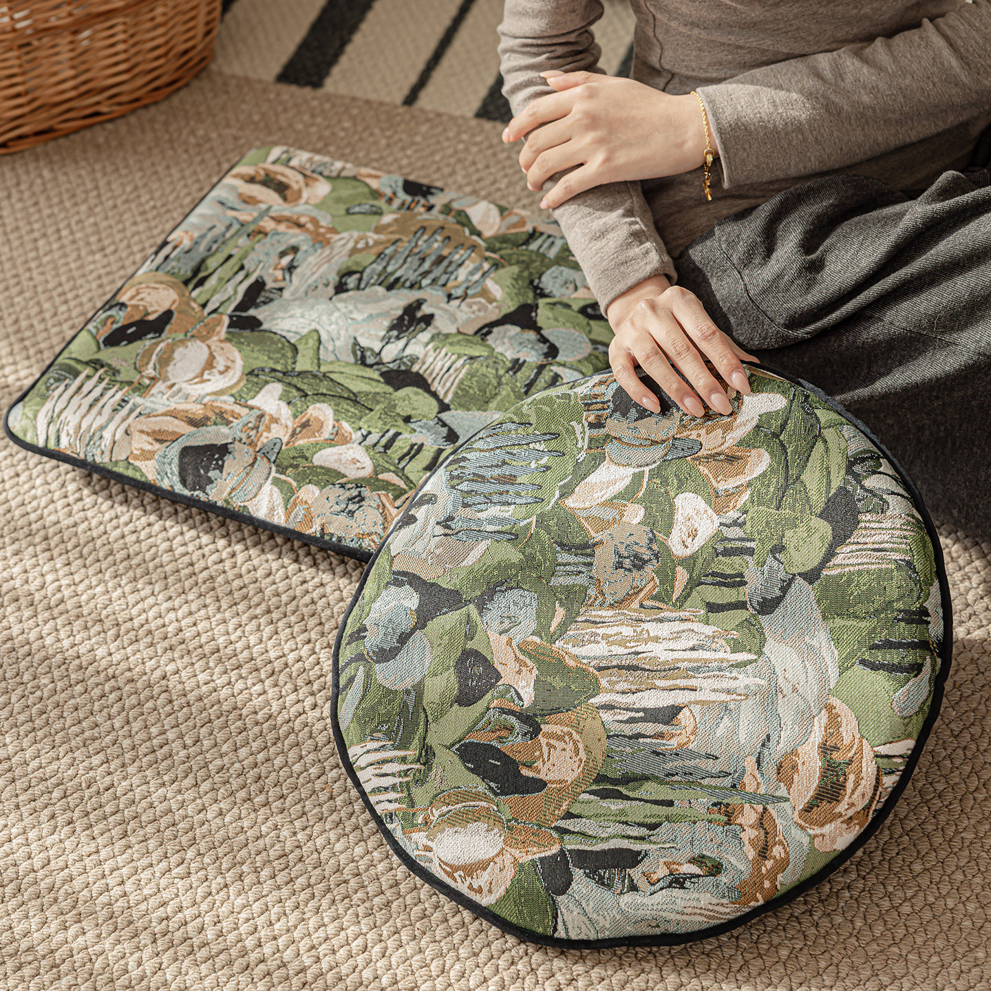 法式复古风圆形椅垫懒人地上看书坐垫蒲团屁股垫子座垫屁垫餐椅垫