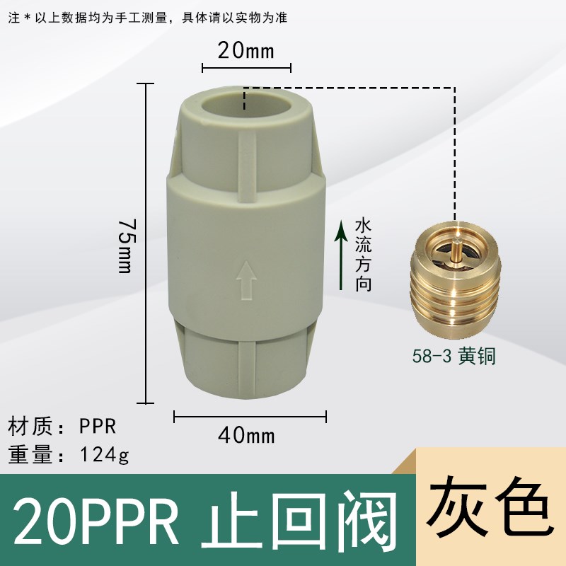 晟悦PPR止回阀逆单向阀防倒流4分6分料配件高压热熔家用家装