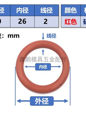 模具耐高温防水圈密封圈红色硅胶圈O型圈30/32/33/34/35/