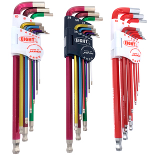 日本进口百利彩色内六角扳手套装 EIGHT球头L型六棱6方加硬螺丝刀