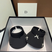 韩国重工蝴蝶结大檐防晒空顶帽女防紫外线夏季 遮阳运动太阳发箍帽