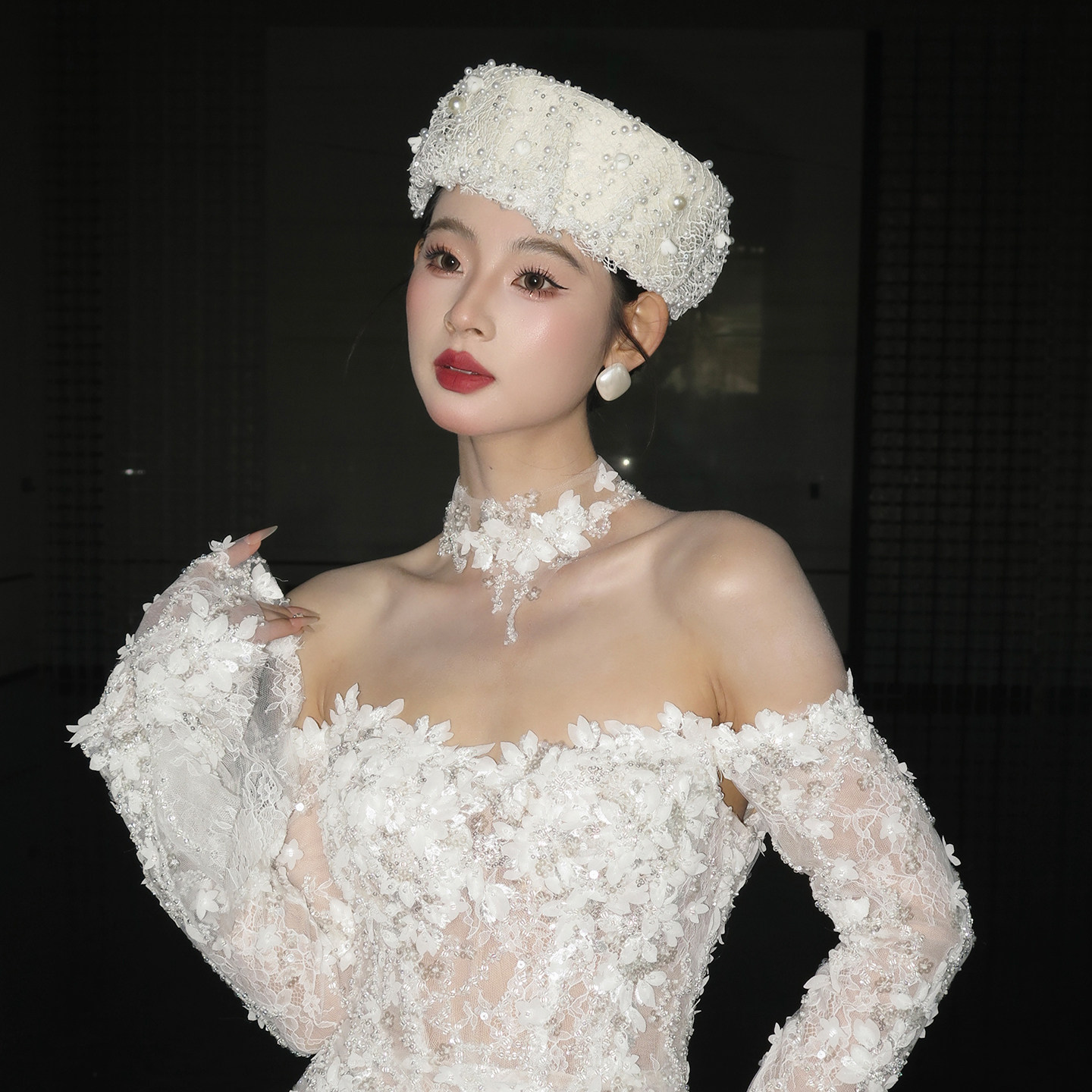 Mi唐手作珍珠帽子新娘婚纱婚礼拍照超好看的帽子出片拍摄道具出片