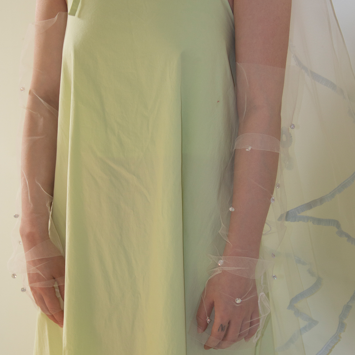 Mi唐手作新娘手套袖套长款