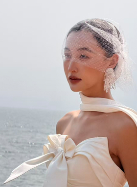 素纱网纱可遮面复古新娘婚礼用