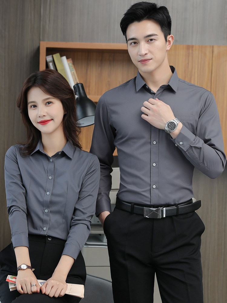 职业衬衫男士短袖免烫商务正装酒吧KTV服务员工作服套装衬衣工装