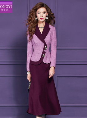 【直播专享】菲梦伊独特漂亮绝美套装女冬季西装外套含羊毛半身裙