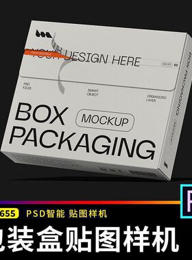 方形易撕拉纸箱产品拉链外包装盒子VI效果展示样机PSD设计素材