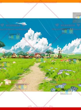 Unity3d卡通风格化自然森林房屋建筑风车花草树木石头场景模型U3D