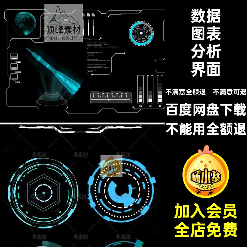 屏幕仪表盘未来模板边框UI科幻HUDpsd科技界面数据分析图表素材