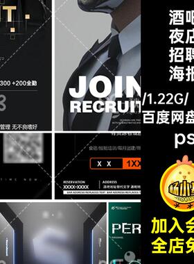 部门招聘海报ps黑色酷炫神秘营销部13款男模夜店KTVPS酒吧夜店