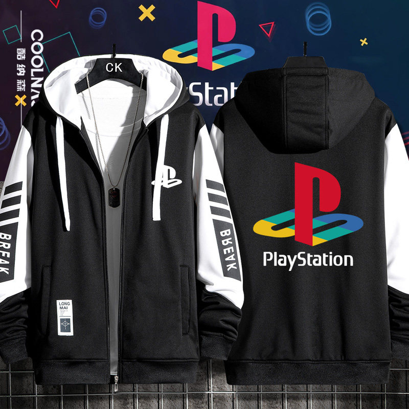playstation索尼PS游戏机经典logo开衫连帽卫衣男女春秋薄款外套