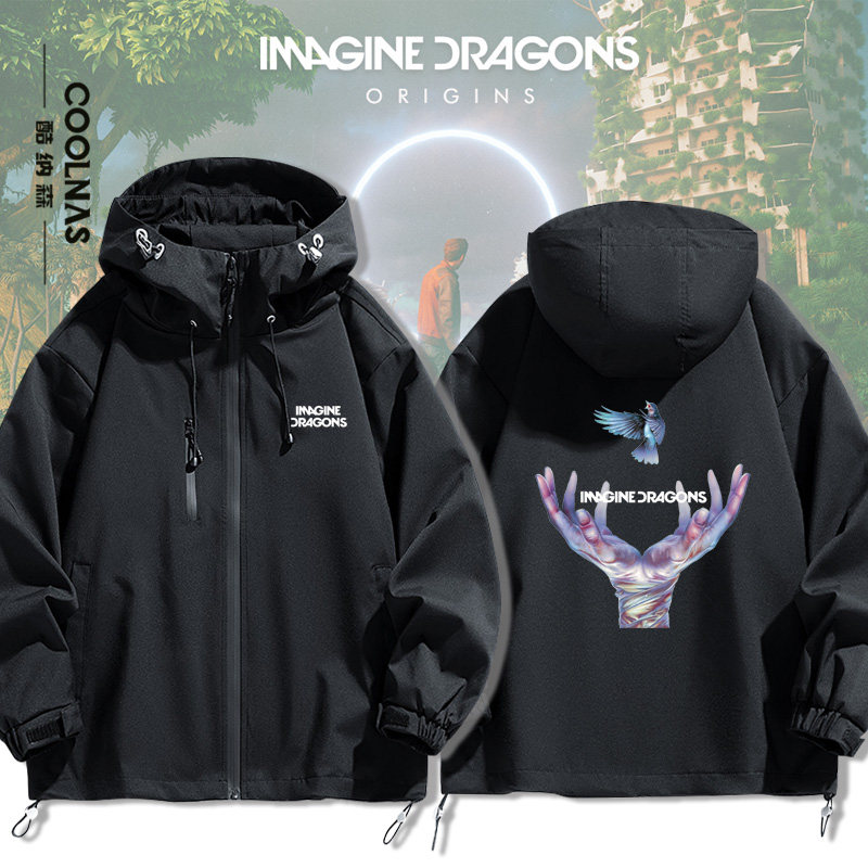 Imagine Dragons梦龙摇滚乐队周边男女连帽冲锋衣夹克外套春秋款