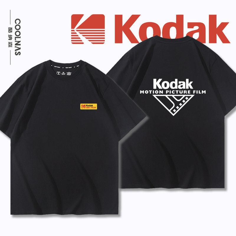 柯达Kodak黑白胶卷摄影师单反相机发烧友男女纯棉短袖T恤半袖夏季