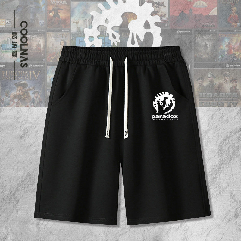 Paradox Interactive P社游戏公司标志印花短裤男士宽松五分裤夏