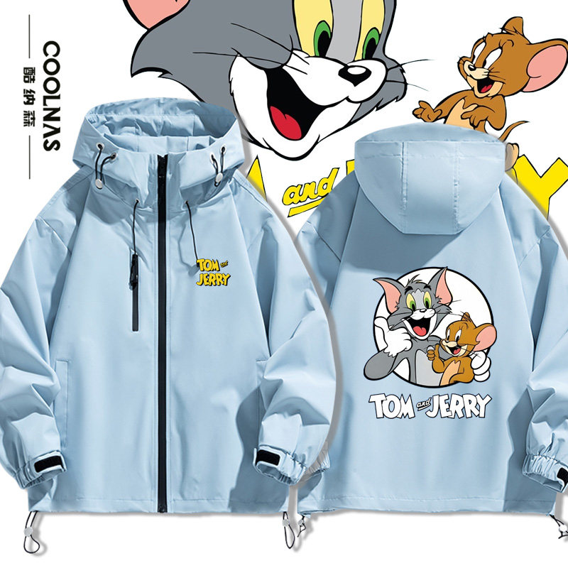 猫和老鼠动漫周边冲锋衣夹克外套春秋青少年男女内胆套装连帽衣服