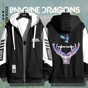 Imagine Dragons梦龙摇滚乐队周边开衫卫衣春秋休闲连帽衣服外套