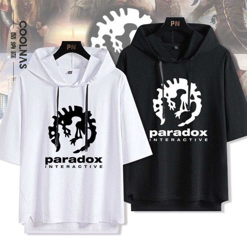 Paradox Interactive P社周边连帽短袖t恤男夏季宽松五分袖衣服潮