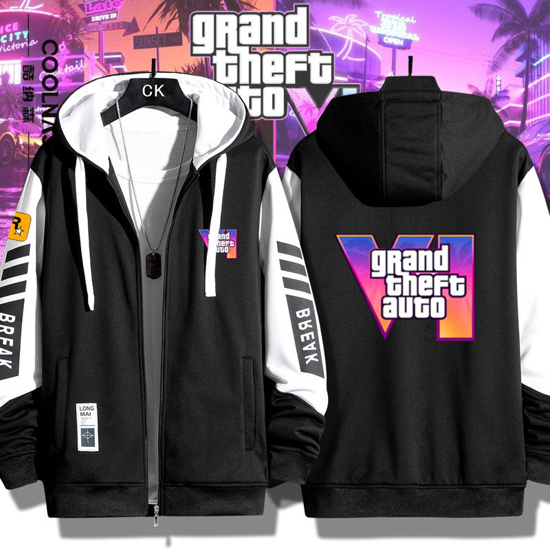 GTA6游戏周边开衫连帽卫衣