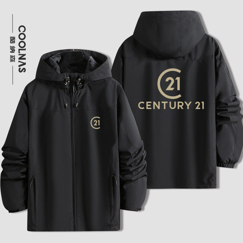 21世纪不动产CENTURY21房产经纪人地产工装男连帽冲锋衣夹克外套