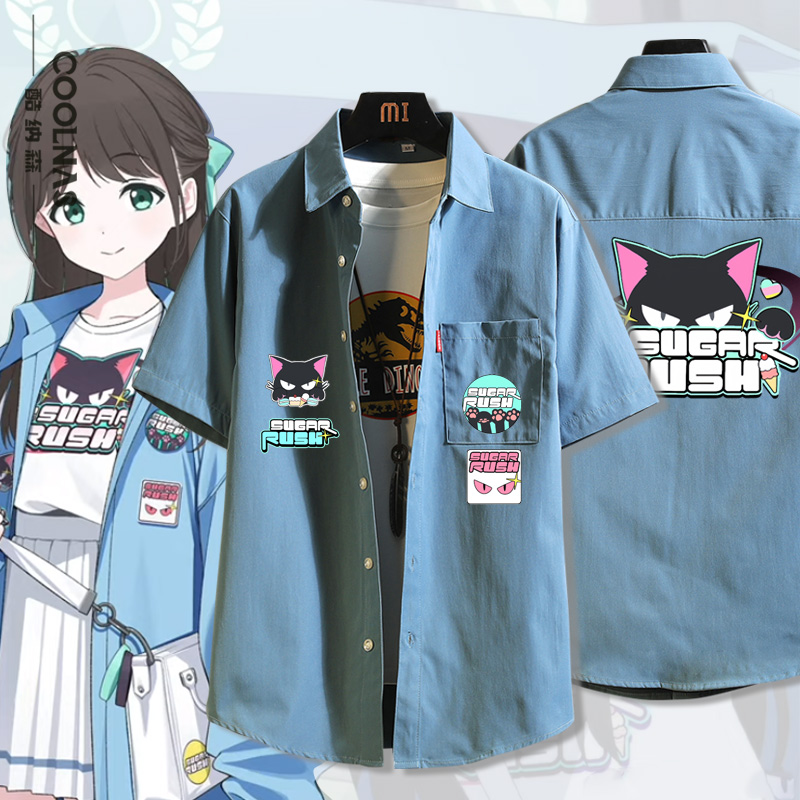 碧藍(lán)檔案ive aLIVE和紗樂(lè)隊(duì)同款cos二次元短袖襯衫衣服男女襯衣夏